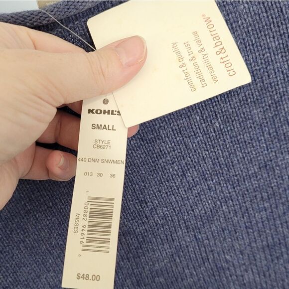 NEW CROFT & BARROW blue snowman zip up cardigan sweater S - Picture 6 of 10